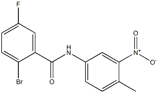 2-bromo-5-fluoro-N-(4-methyl-3-nitrophenyl)benzamide Struktur