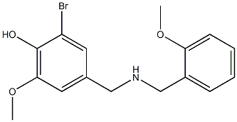 2-bromo-6-methoxy-4-({[(2-methoxyphenyl)methyl]amino}methyl)phenol Struktur