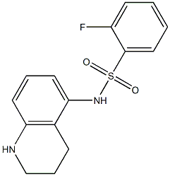 2-fluoro-N-(1,2,3,4-tetrahydroquinolin-5-yl)benzene-1-sulfonamide,,结构式