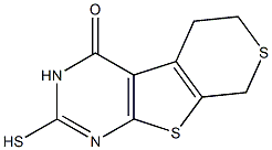 2-mercapto-3,5,6,8-tetrahydro-4H-thiopyrano[4',3':4,5]thieno[2,3-d]pyrimidin-4-one Struktur