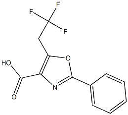 2-phenyl-5-(2,2,2-trifluoroethyl)-1,3-oxazole-4-carboxylic acid Struktur