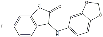 3-(2H-1,3-benzodioxol-5-ylamino)-6-fluoro-2,3-dihydro-1H-indol-2-one,,结构式