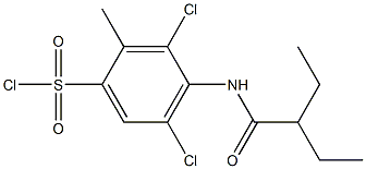 3,5-dichloro-4-(2-ethylbutanamido)-2-methylbenzene-1-sulfonyl chloride Struktur