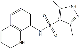 3,5-dimethyl-N-(1,2,3,4-tetrahydroquinolin-8-yl)-1H-pyrazole-4-sulfonamide,,结构式