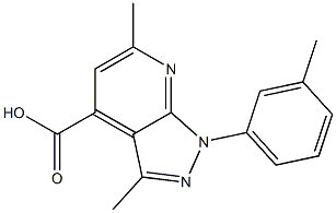 3,6-dimethyl-1-(3-methylphenyl)-1H-pyrazolo[3,4-b]pyridine-4-carboxylic acid 化学構造式