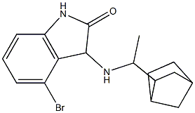 3-[(1-{bicyclo[2.2.1]heptan-2-yl}ethyl)amino]-4-bromo-2,3-dihydro-1H-indol-2-one 化学構造式