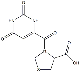 3-[(2,6-dioxo-1,2,3,6-tetrahydropyrimidin-4-yl)carbonyl]-1,3-thiazolidine-4-carboxylic acid Struktur