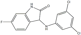 3-[(3,5-dichlorophenyl)amino]-6-fluoro-2,3-dihydro-1H-indol-2-one 化学構造式
