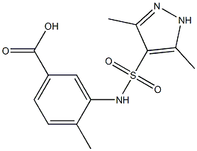 3-[(3,5-dimethyl-1H-pyrazole-4-)sulfonamido]-4-methylbenzoic acid 化学構造式