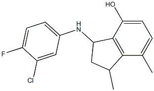 3-[(3-chloro-4-fluorophenyl)amino]-1,7-dimethyl-2,3-dihydro-1H-inden-4-ol Structure