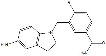 3-[(5-amino-2,3-dihydro-1H-indol-1-yl)methyl]-4-fluorobenzamide,,结构式