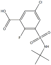 3-[(tert-butylamino)sulfonyl]-5-chloro-2-fluorobenzoic acid,,结构式