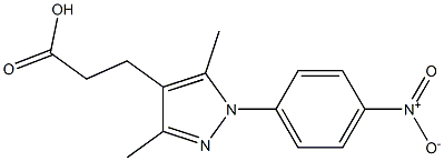 3-[3,5-dimethyl-1-(4-nitrophenyl)-1H-pyrazol-4-yl]propanoic acid,,结构式