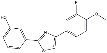 3-[4-(3-fluoro-4-methoxyphenyl)-1,3-thiazol-2-yl]phenol,,结构式