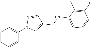 3-chloro-2-methyl-N-[(1-phenyl-1H-pyrazol-4-yl)methyl]aniline 化学構造式
