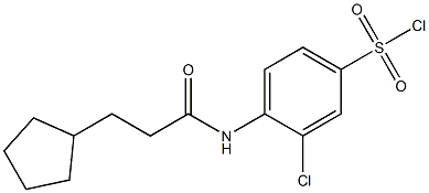 3-chloro-4-(3-cyclopentylpropanamido)benzene-1-sulfonyl chloride Structure
