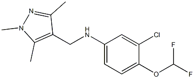 3-chloro-4-(difluoromethoxy)-N-[(1,3,5-trimethyl-1H-pyrazol-4-yl)methyl]aniline,,结构式