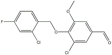 3-chloro-4-[(2-chloro-4-fluorophenyl)methoxy]-5-methoxybenzaldehyde,,结构式