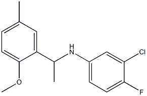 3-chloro-4-fluoro-N-[1-(2-methoxy-5-methylphenyl)ethyl]aniline 结构式
