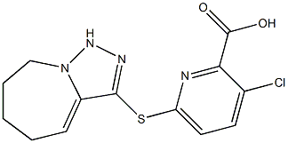 3-chloro-6-{5H,6H,7H,8H,9H-[1,2,4]triazolo[3,4-a]azepin-3-ylsulfanyl}pyridine-2-carboxylic acid 化学構造式