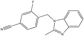 3-fluoro-4-[(2-methyl-1H-benzimidazol-1-yl)methyl]benzonitrile,,结构式