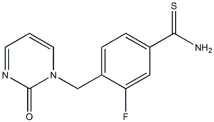 3-fluoro-4-[(2-oxopyrimidin-1(2H)-yl)methyl]benzenecarbothioamide Struktur