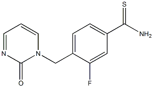 3-fluoro-4-[(2-oxopyrimidin-1(2H)-yl)methyl]benzenecarbothioamide 化学構造式