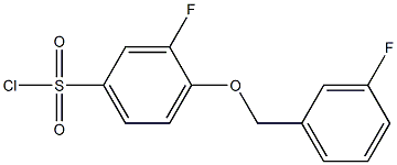 3-fluoro-4-[(3-fluorophenyl)methoxy]benzene-1-sulfonyl chloride Struktur