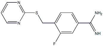 3-fluoro-4-[(pyrimidin-2-ylsulfanyl)methyl]benzene-1-carboximidamide,,结构式