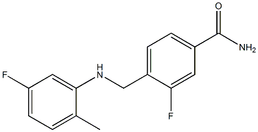 3-fluoro-4-{[(5-fluoro-2-methylphenyl)amino]methyl}benzamide 结构式