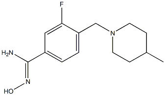 3-fluoro-N'-hydroxy-4-[(4-methylpiperidin-1-yl)methyl]benzenecarboximidamide 结构式