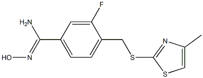 3-fluoro-N'-hydroxy-4-{[(4-methyl-1,3-thiazol-2-yl)sulfanyl]methyl}benzene-1-carboximidamide 结构式