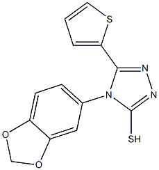 4-(2H-1,3-benzodioxol-5-yl)-5-(thiophen-2-yl)-4H-1,2,4-triazole-3-thiol Struktur