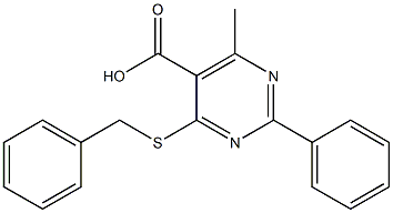 4-(benzylthio)-6-methyl-2-phenylpyrimidine-5-carboxylic acid 化学構造式