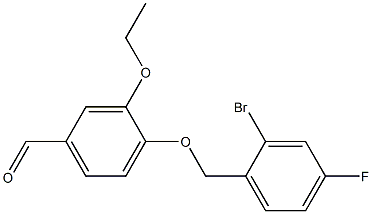 4-[(2-bromo-4-fluorophenyl)methoxy]-3-ethoxybenzaldehyde,,结构式