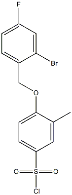 4-[(2-bromo-4-fluorophenyl)methoxy]-3-methylbenzene-1-sulfonyl chloride Struktur