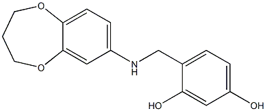 4-[(3,4-dihydro-2H-1,5-benzodioxepin-7-ylamino)methyl]benzene-1,3-diol,,结构式