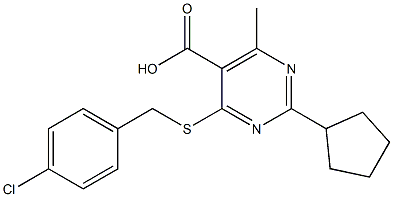 4-[(4-chlorobenzyl)thio]-2-cyclopentyl-6-methylpyrimidine-5-carboxylic acid Structure