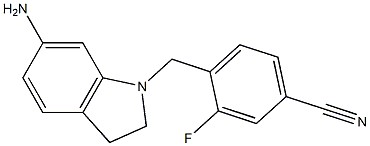 4-[(6-amino-2,3-dihydro-1H-indol-1-yl)methyl]-3-fluorobenzonitrile Struktur