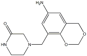 4-[(6-amino-2,4-dihydro-1,3-benzodioxin-8-yl)methyl]piperazin-2-one Struktur