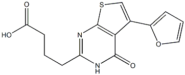 4-[5-(furan-2-yl)-4-oxo-3H,4H-thieno[2,3-d]pyrimidin-2-yl]butanoic acid Struktur
