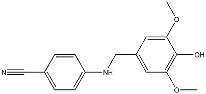 4-{[(4-hydroxy-3,5-dimethoxyphenyl)methyl]amino}benzonitrile Struktur