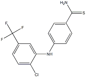 4-{[2-chloro-5-(trifluoromethyl)phenyl]amino}benzene-1-carbothioamide Struktur