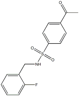 4-acetyl-N-[(2-fluorophenyl)methyl]benzene-1-sulfonamide,,结构式