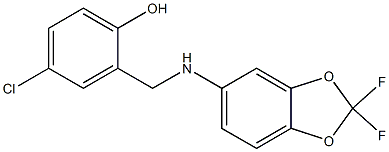 4-chloro-2-{[(2,2-difluoro-2H-1,3-benzodioxol-5-yl)amino]methyl}phenol 化学構造式