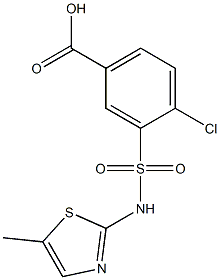 4-chloro-3-[(5-methyl-1,3-thiazol-2-yl)sulfamoyl]benzoic acid,,结构式