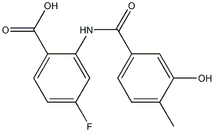 4-fluoro-2-[(3-hydroxy-4-methylbenzoyl)amino]benzoic acid Struktur