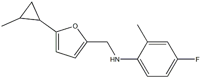 4-fluoro-2-methyl-N-{[5-(2-methylcyclopropyl)furan-2-yl]methyl}aniline