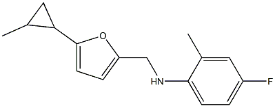 4-fluoro-2-methyl-N-{[5-(2-methylcyclopropyl)furan-2-yl]methyl}aniline,,结构式