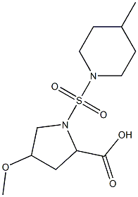 4-methoxy-1-[(4-methylpiperidine-1-)sulfonyl]pyrrolidine-2-carboxylic acid,,结构式